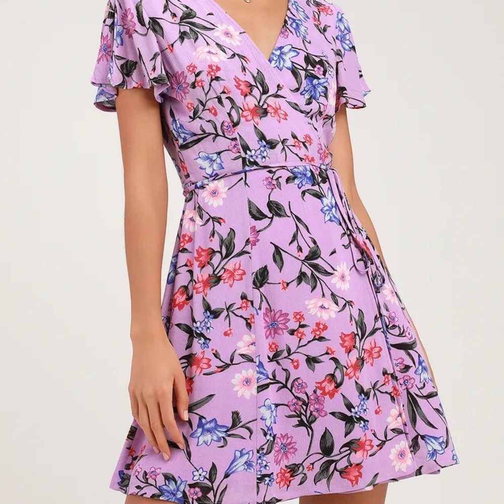 Lulu’s | Harbor Point Lavender Floral Print Wrap Dress